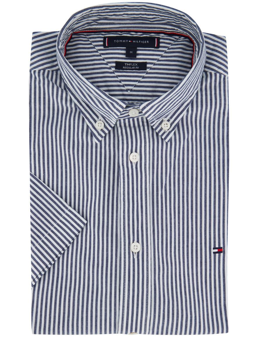 casual overhemd korte mouw blauw Tommy Hilfiger