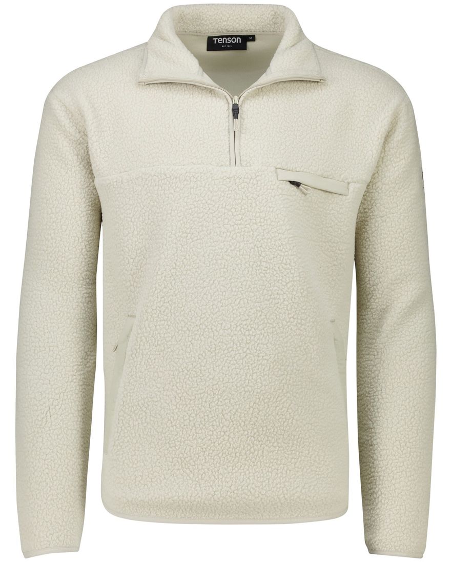 Tenson fleece half zip sweater effen beige normale fit