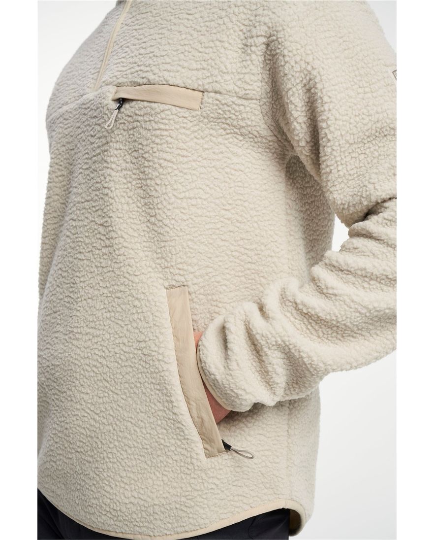Tenson fleece half zip sweater effen beige normale fit