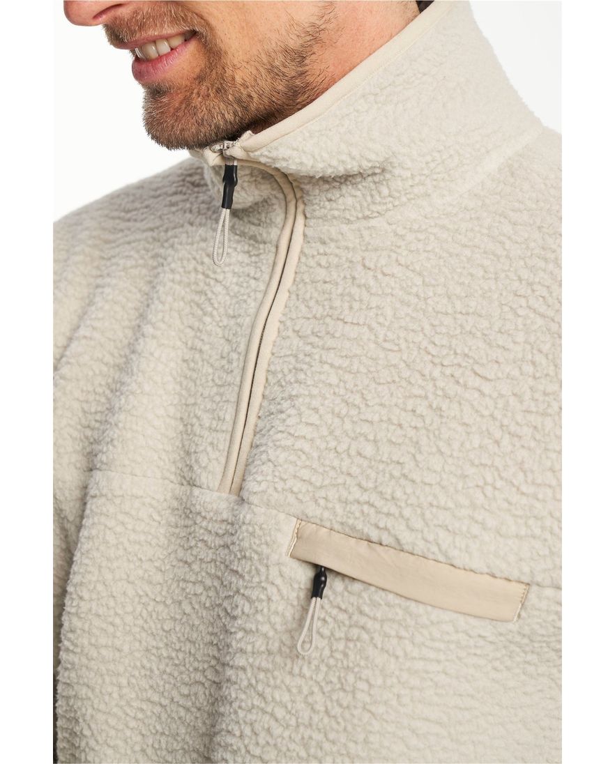 Tenson fleece half zip sweater effen beige normale fit
