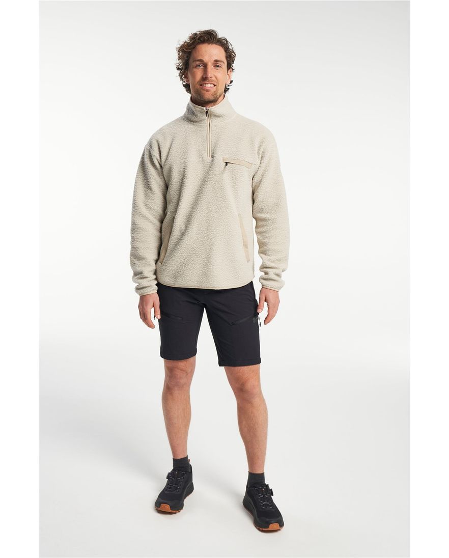 Tenson fleece half zip sweater effen beige normale fit