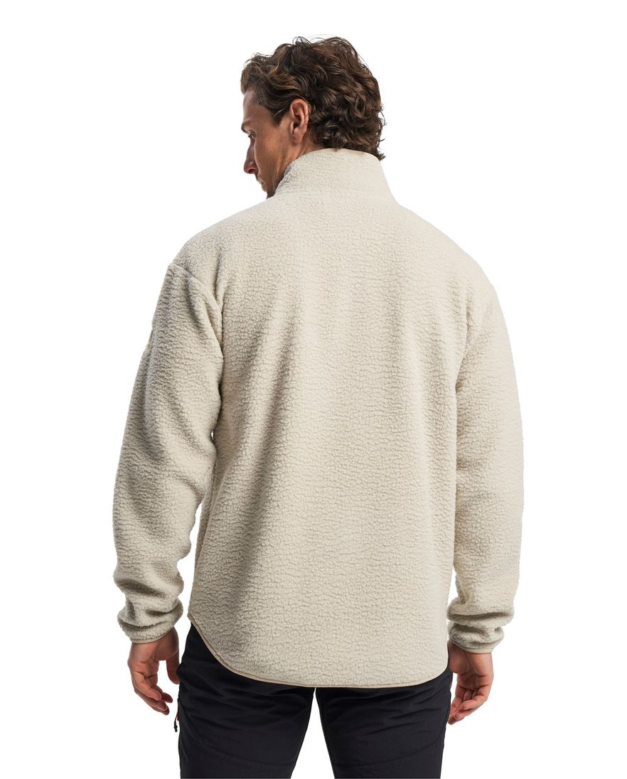 Tenson fleece half zip sweater effen beige normale fit