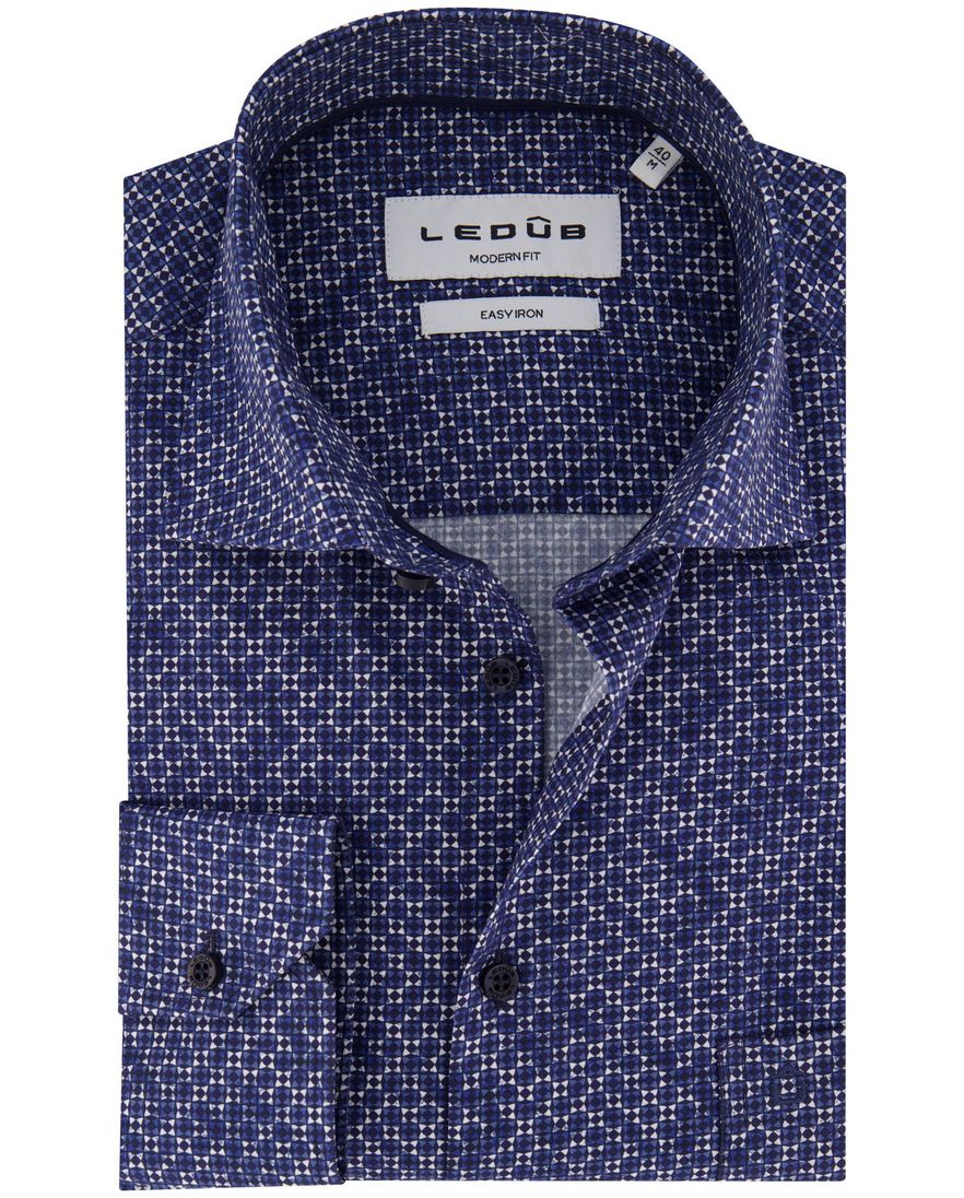 Ledub overhemd donkerblauw mouwlengte 7 Modern Fit