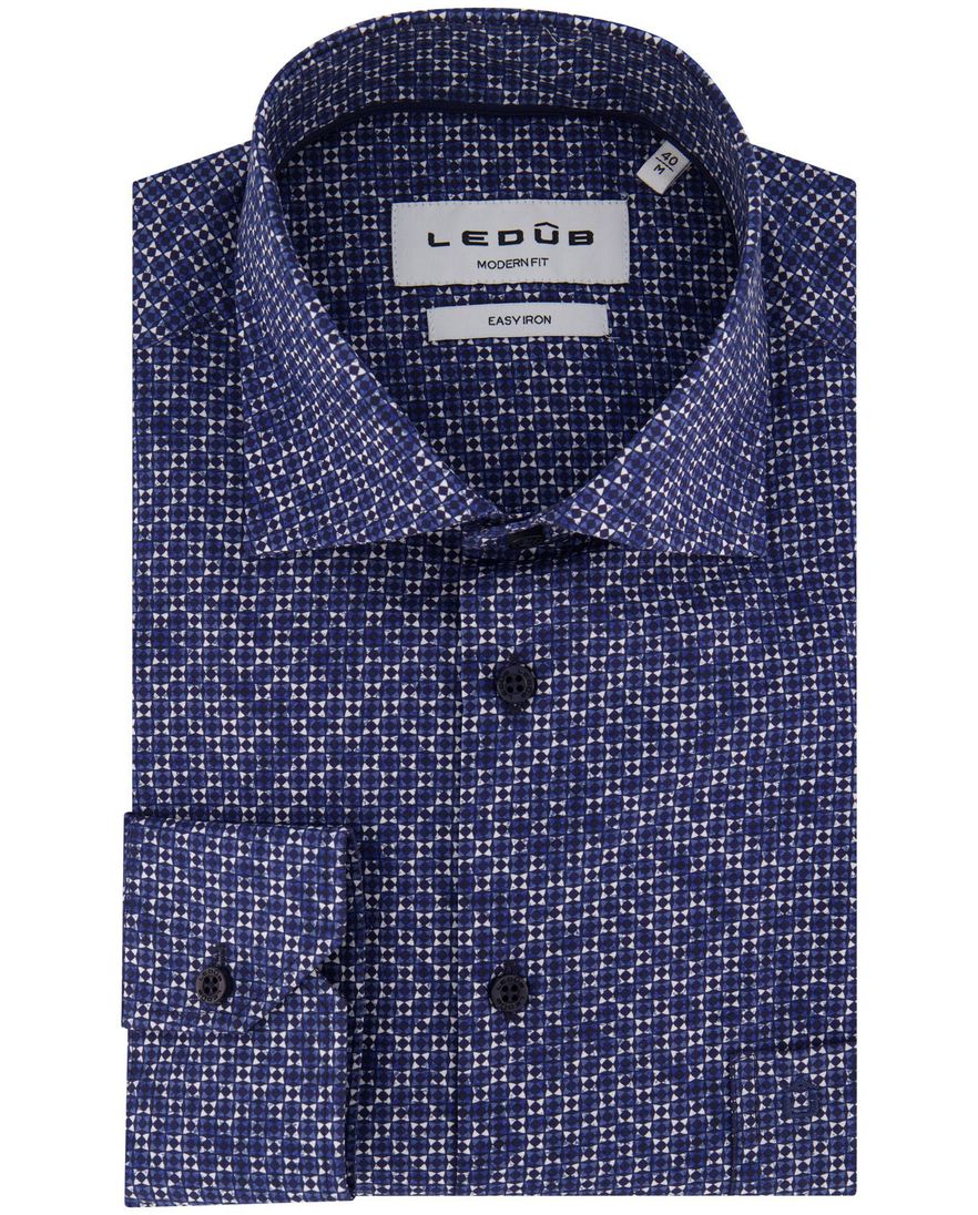 Ledub overhemd donkerblauw mouwlengte 7 Modern Fit