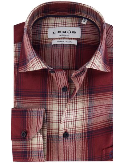 Ledub Ledub overhemd rood Modern Fit normale fit