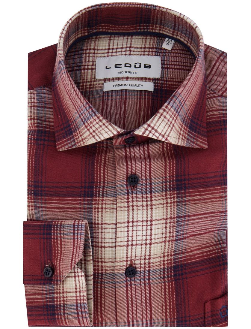 Ledub overhemd rood Modern Fit normale fit