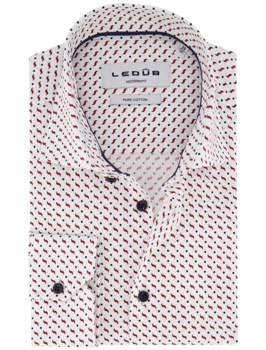 Ledub overhemd wit geprint