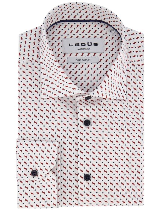 Ledub overhemd wit geprint