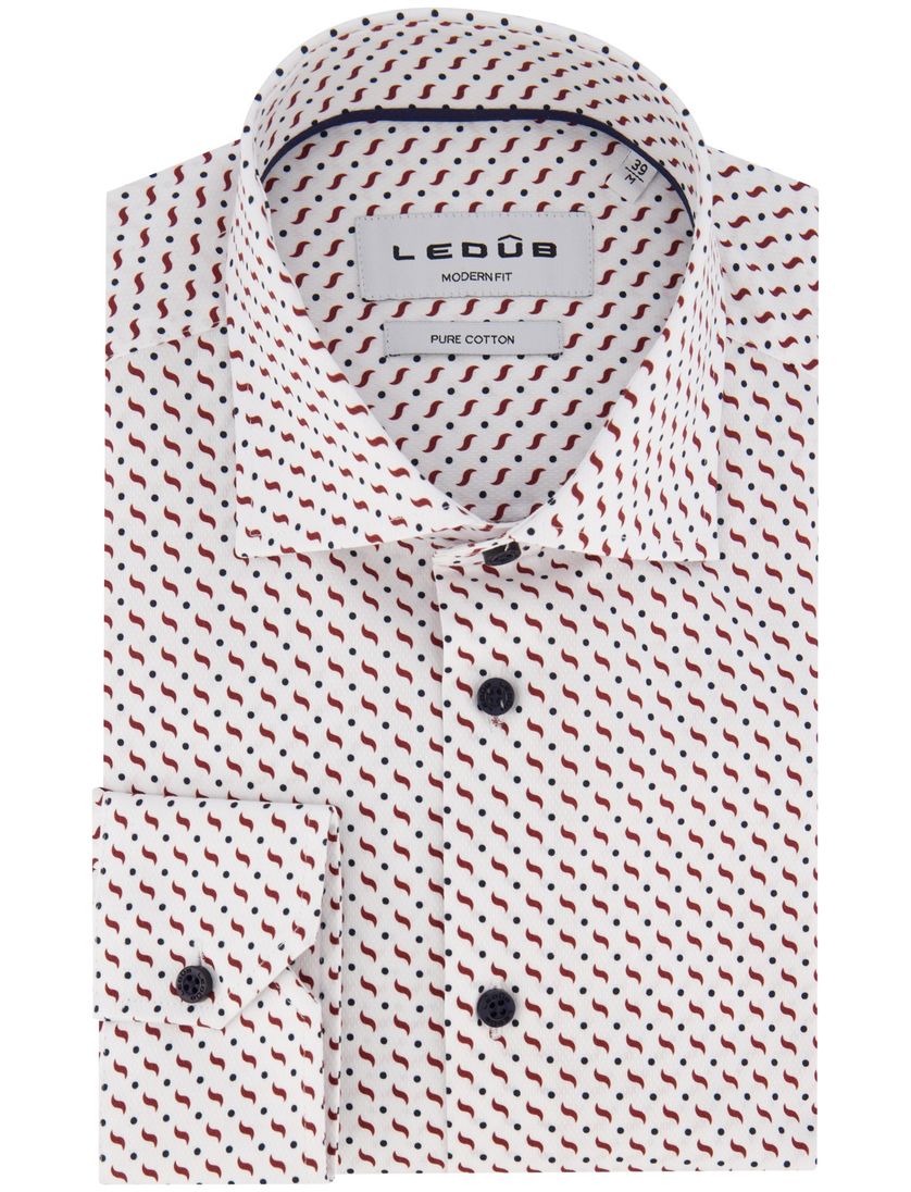 Ledub overhemd wit geprint
