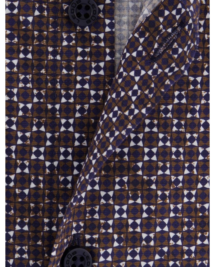 Ledub overhemd bruin geprint Modern Fit