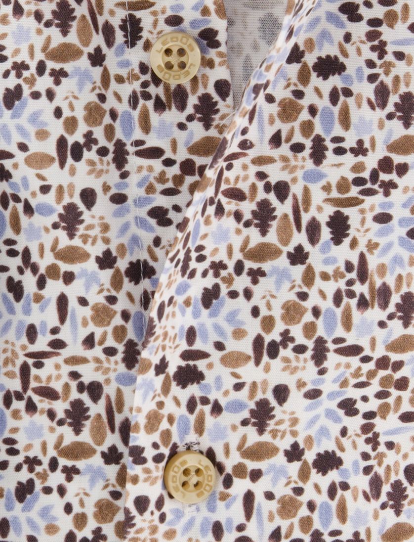 Ledub Modern Fit overhemd bruin print easy iron