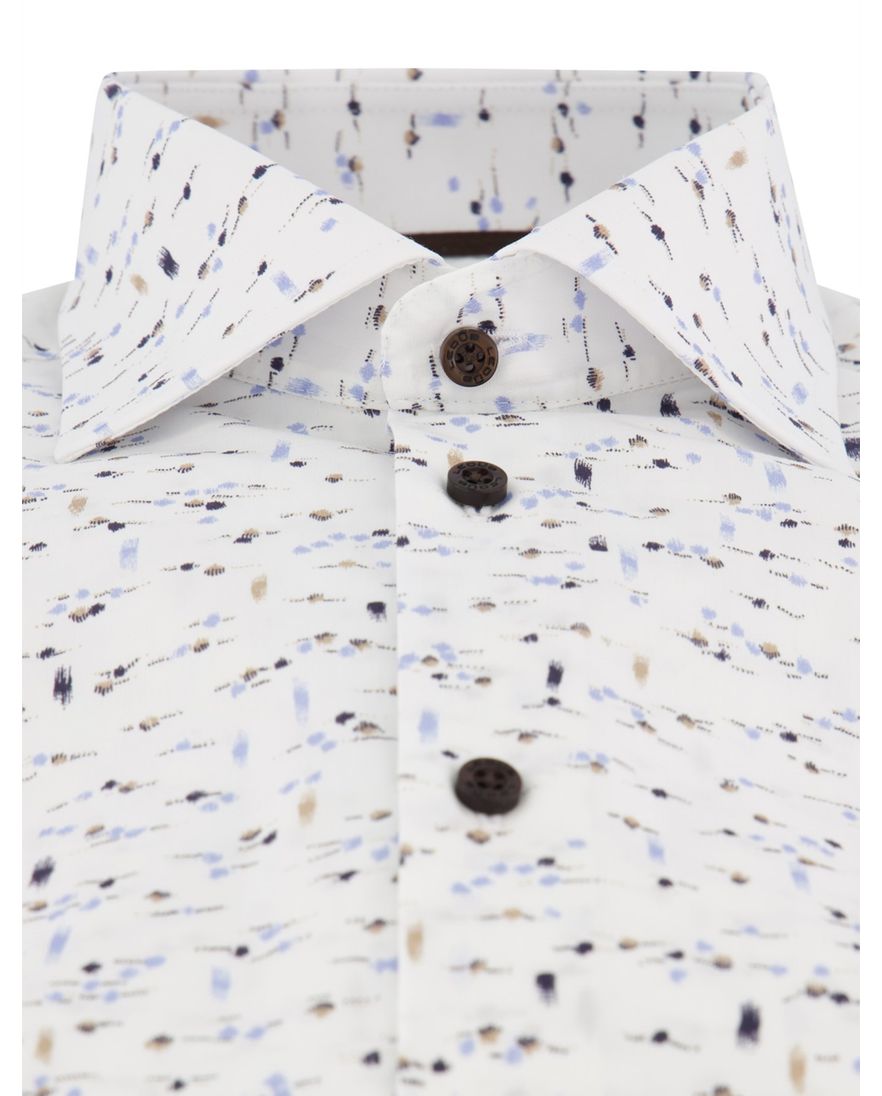 Ledub overhemd wit geprint Modern Fit easy iron