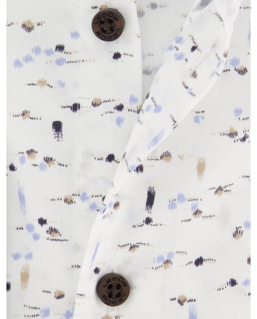 Ledub overhemd wit geprint Modern Fit easy iron