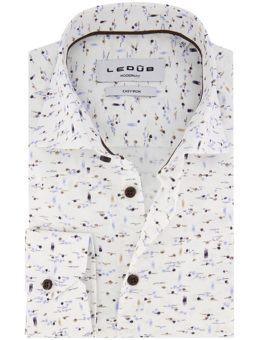 Ledub overhemd wit mouwlengte 7 wide spread boord