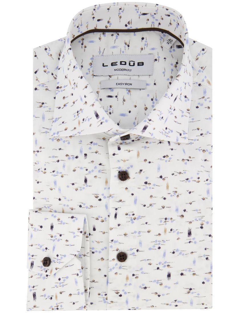 Ledub overhemd wit mouwlengte 7 wide spread boord