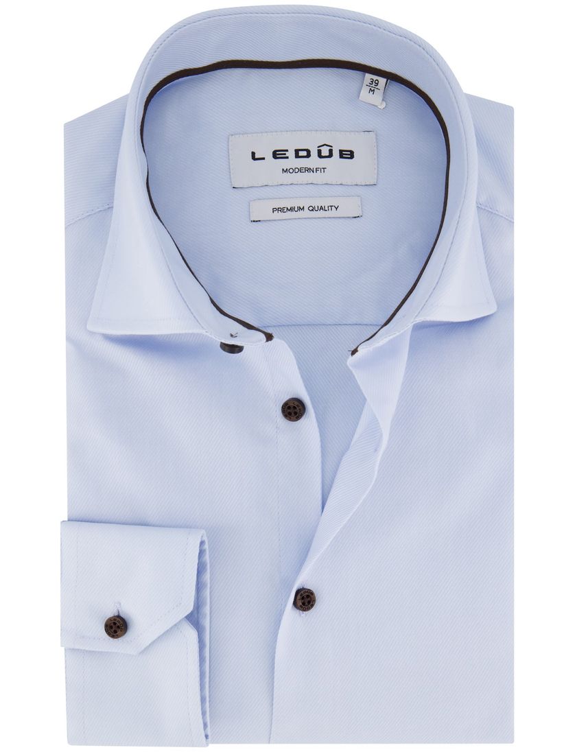 Ledub overhemd lichtblauw Modern Fit katoen