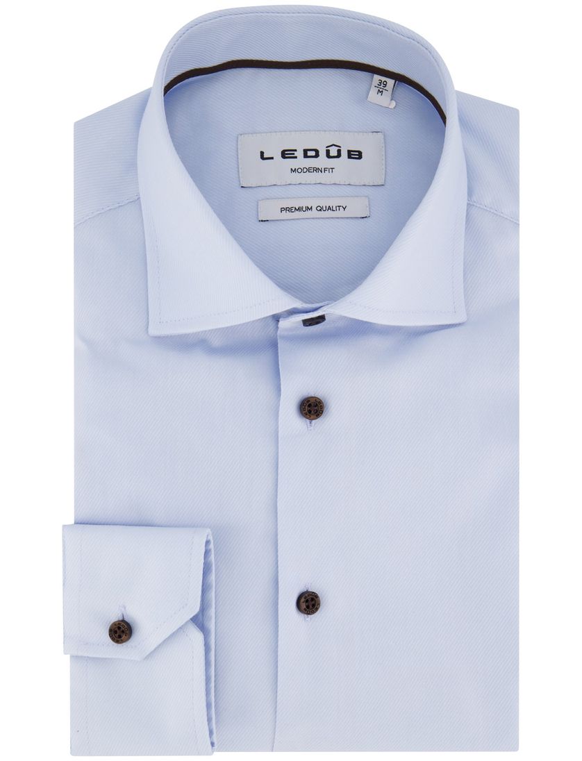 Ledub overhemd lichtblauw Modern Fit katoen