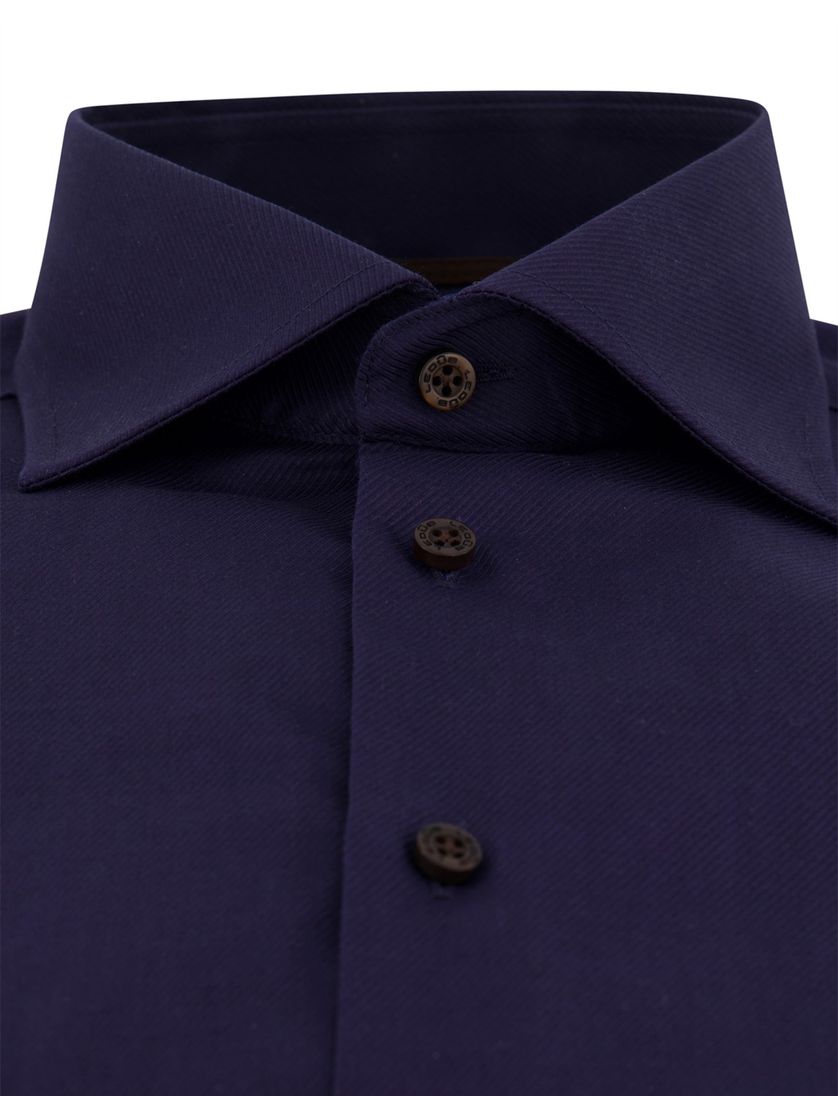Ledub overhemd donkerblauw Modern Fit wide spread boord