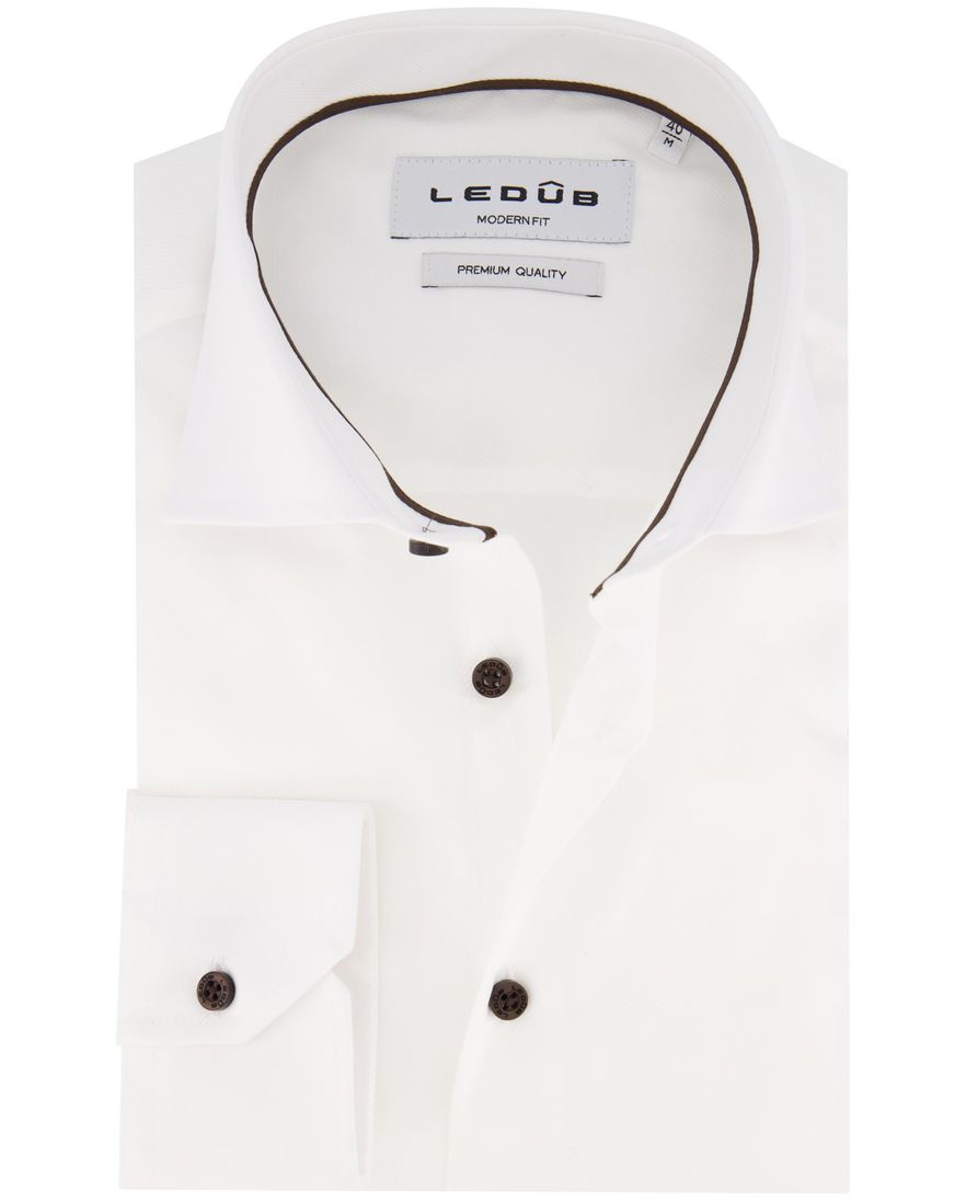 Ledub overhemd wit Modern Fit katoen