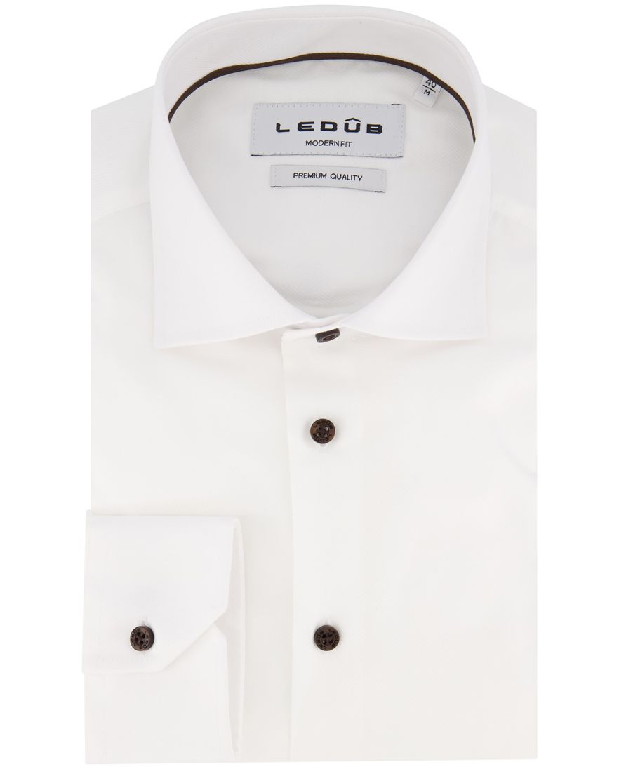 Ledub overhemd wit Modern Fit katoen