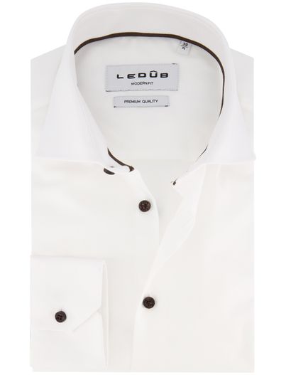 Ledub Ledub overhemd wit mouwlengte 7 Modern Fit