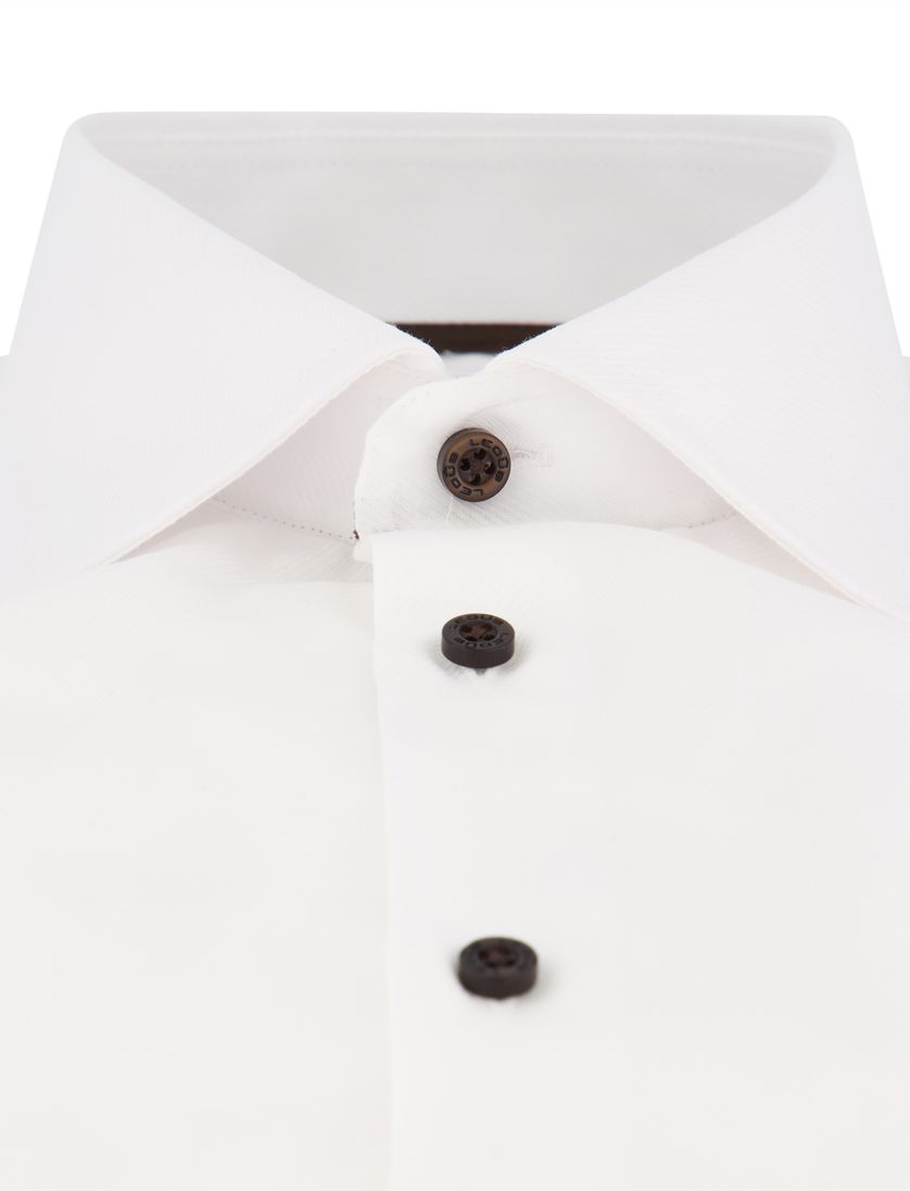 Ledub overhemd wit mouwlengte 7 Modern Fit geprint