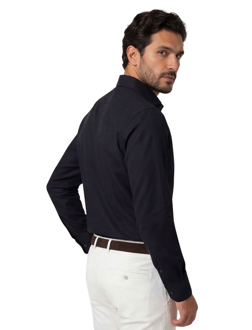 Ledub business overhemd zwart Modern Fit