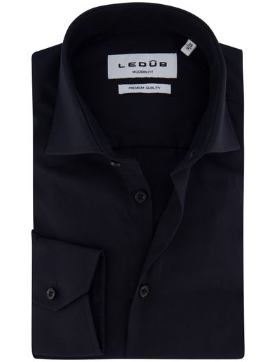 Ledub Ledub overhemd Modern Fit mouwlengte 7 zwart