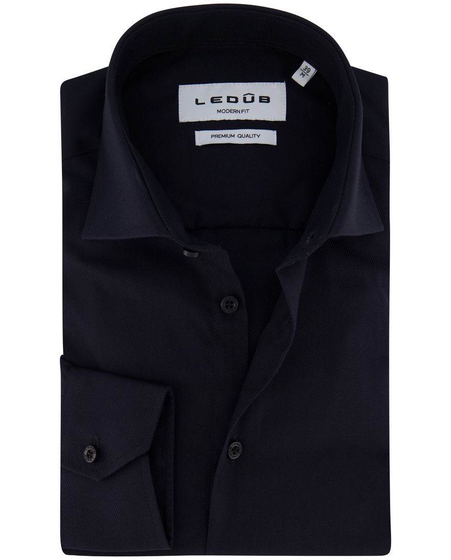 Ledub overhemd Modern Fit mouwlengte 7 zwart