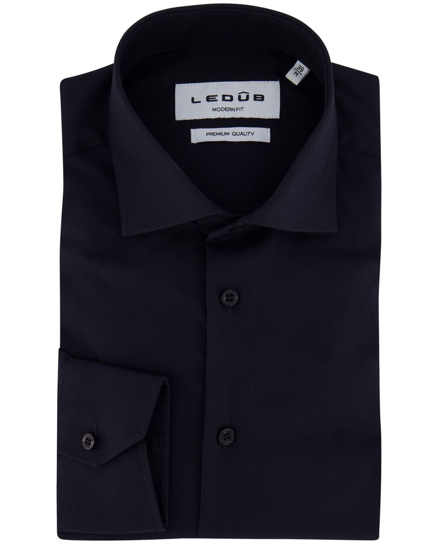 Ledub overhemd Modern Fit mouwlengte 7 zwart