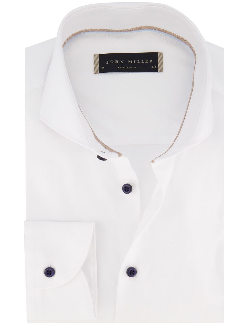 overhemd John Miller Tailored Fit effen wit katoen