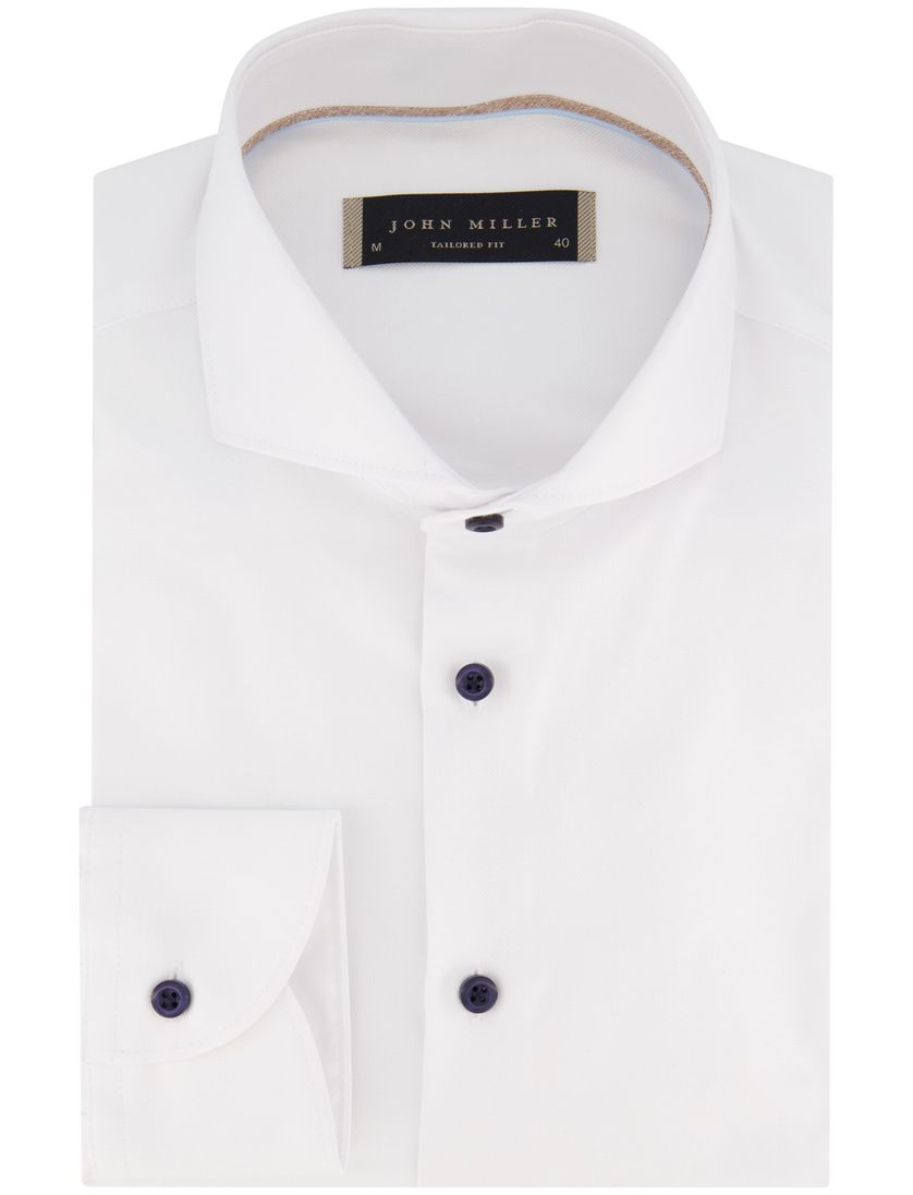 overhemd John Miller Tailored Fit effen wit katoen