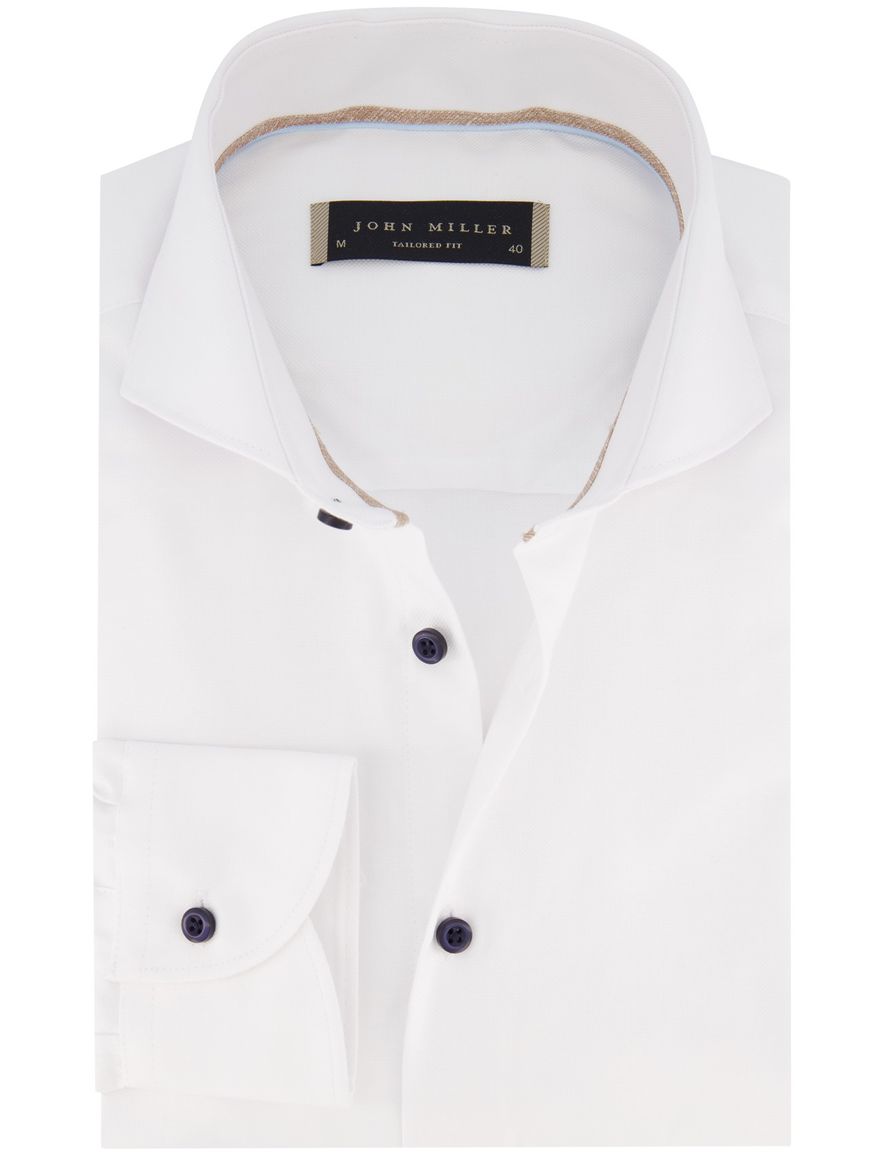 John Miller overhemd ml7 wit met blauwe knopen