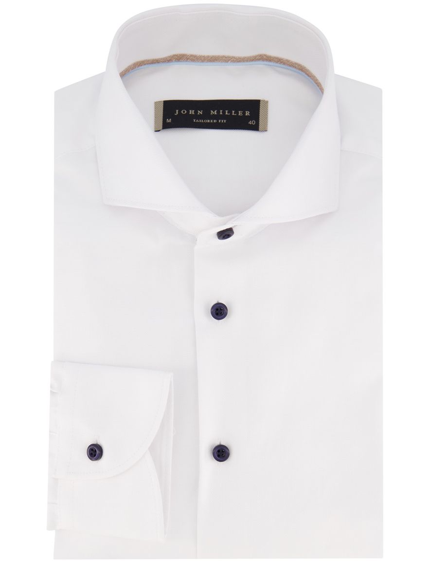 John Miller overhemd ml7 wit met blauwe knopen