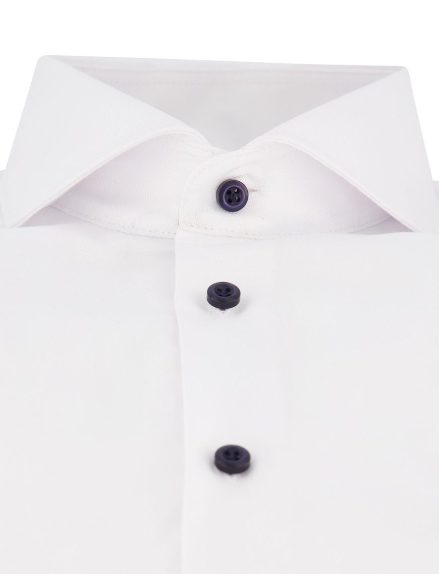 John Miller overhemd ml7 wit met blauwe knopen