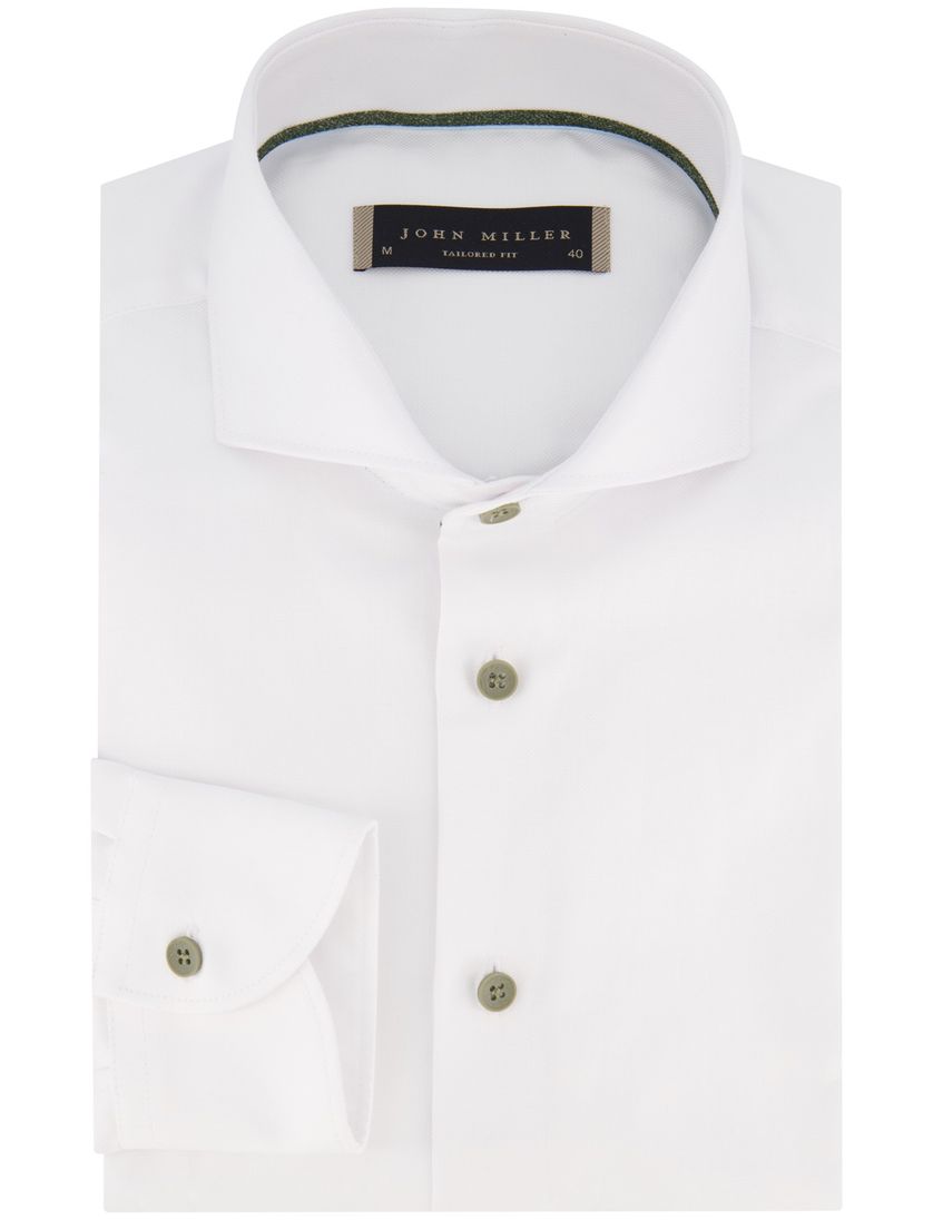 overhemd John Miller Tailored Fit wit mouwlengte 7 katoen
