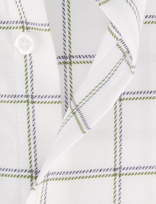 John Miller overhemd Tailored Fit mouwlengte 7 wit geruit