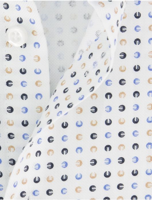 John Miller overhemd wit blauw geel geprint