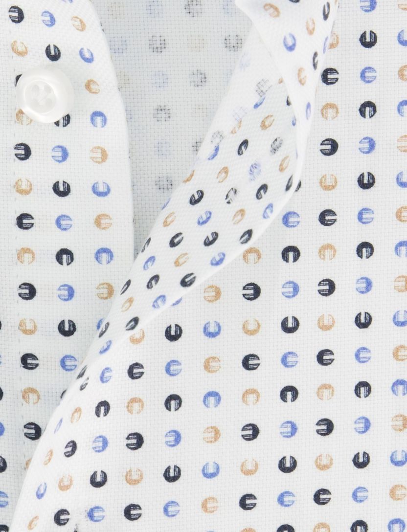 overhemd John Miller Tailored Fit wit blauw geel geprint