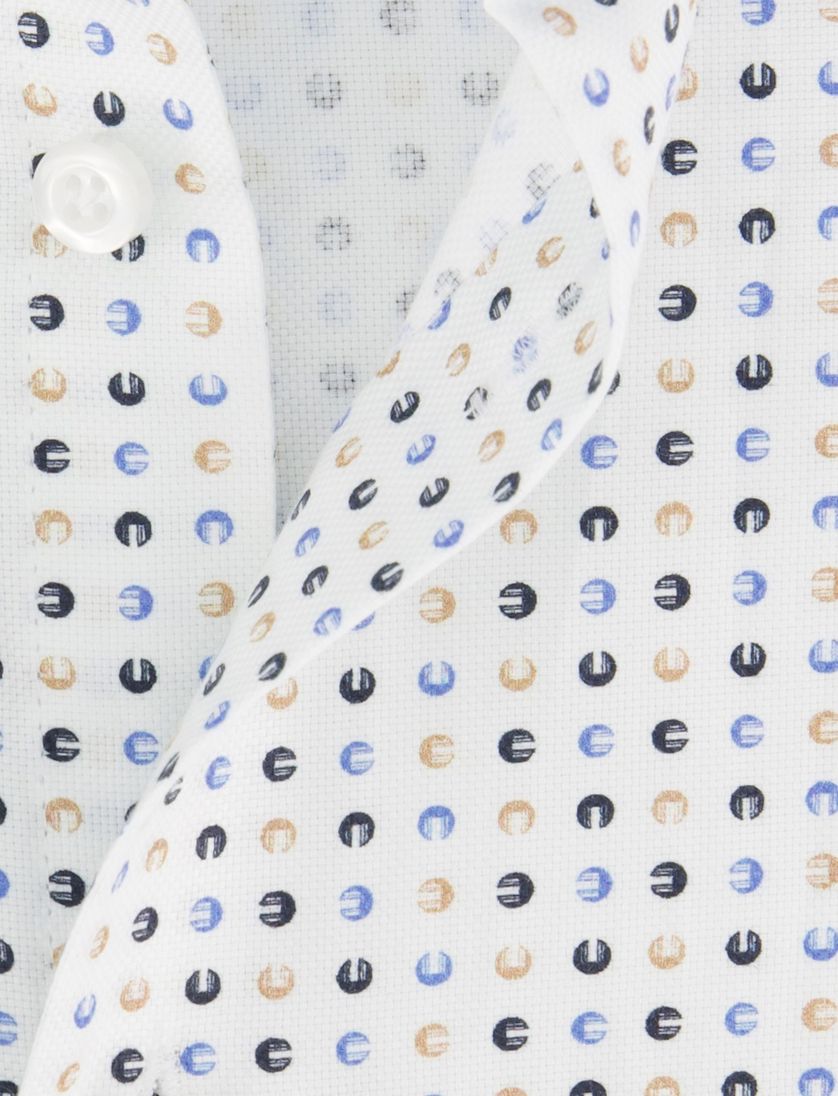 overhemd John Miller Tailored Fit wit blauw geel geprint