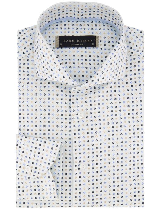John Miller overhemd Tailored Fit mouwlengte 7 print