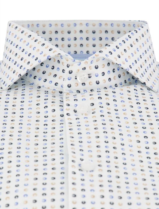 John Miller overhemd Tailored Fit mouwlengte 7 print