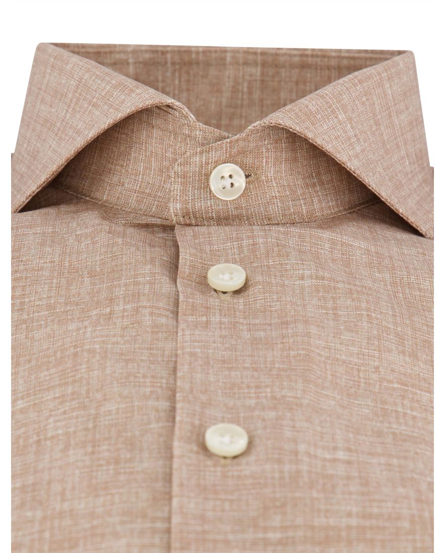 John Miller overhemd Tailored Fit mouwlengte 7 bruin