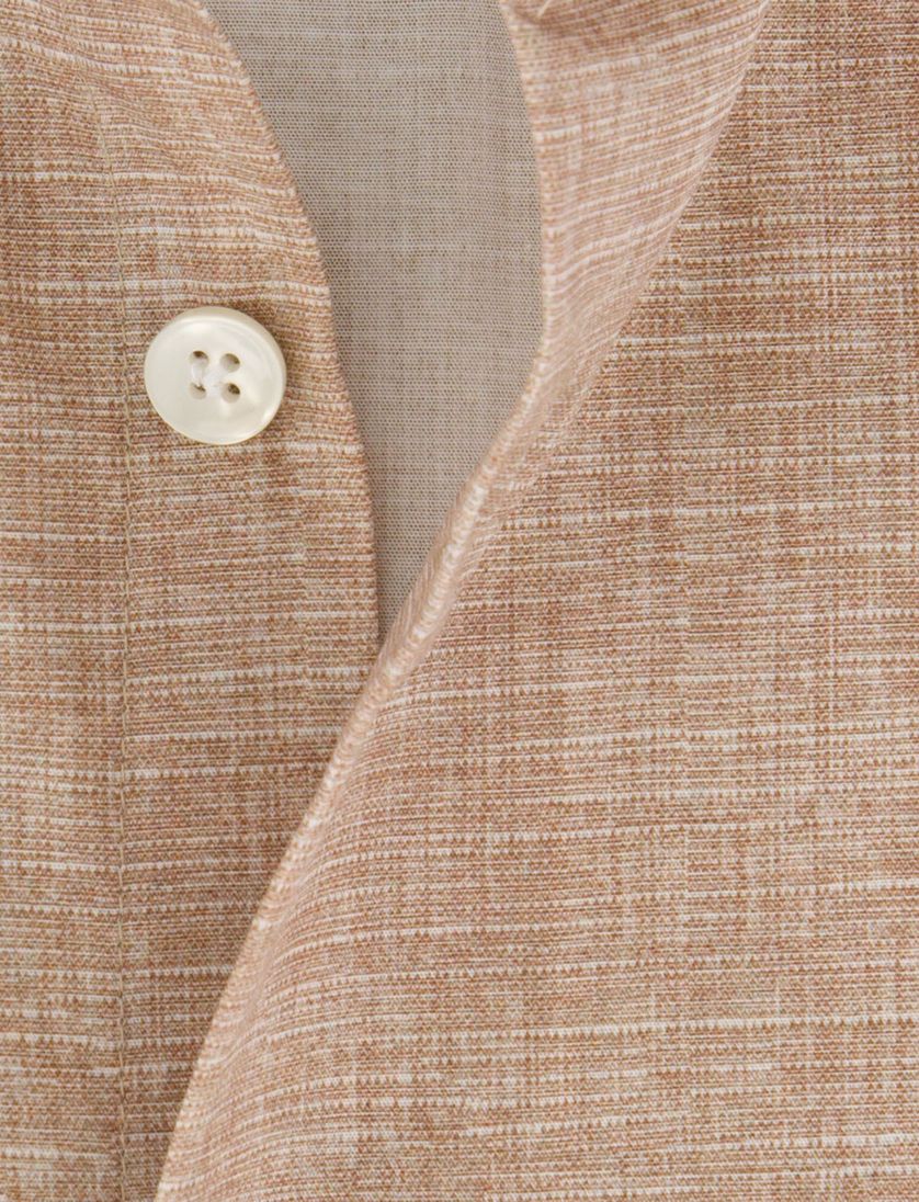 Overhemd John Miller Tailored Fit bruin mouwlengte 7 katoen