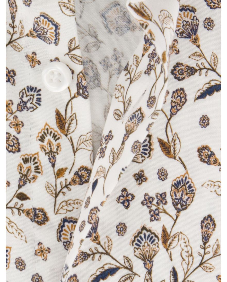John Miller overhemd ml7 wit bruin bloemen print