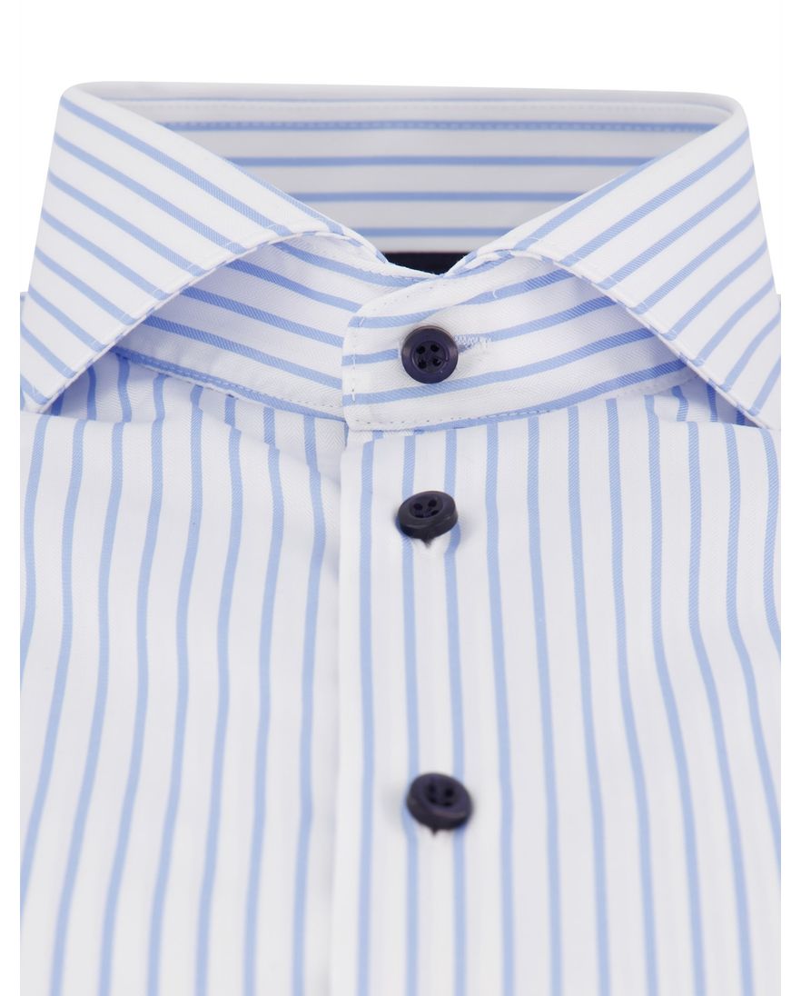 John Miller overhemd lichtblauw wit gestreept katoen