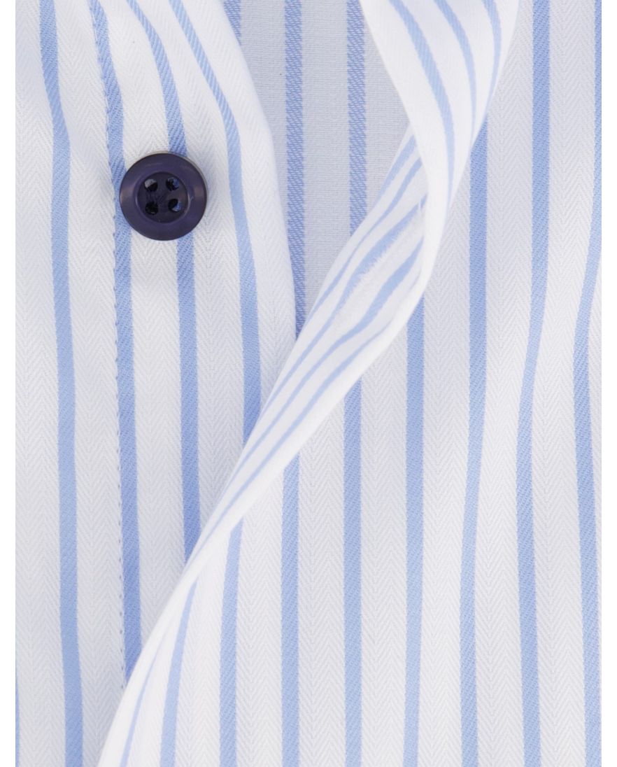 John Miller overhemd lichtblauw wit gestreept katoen