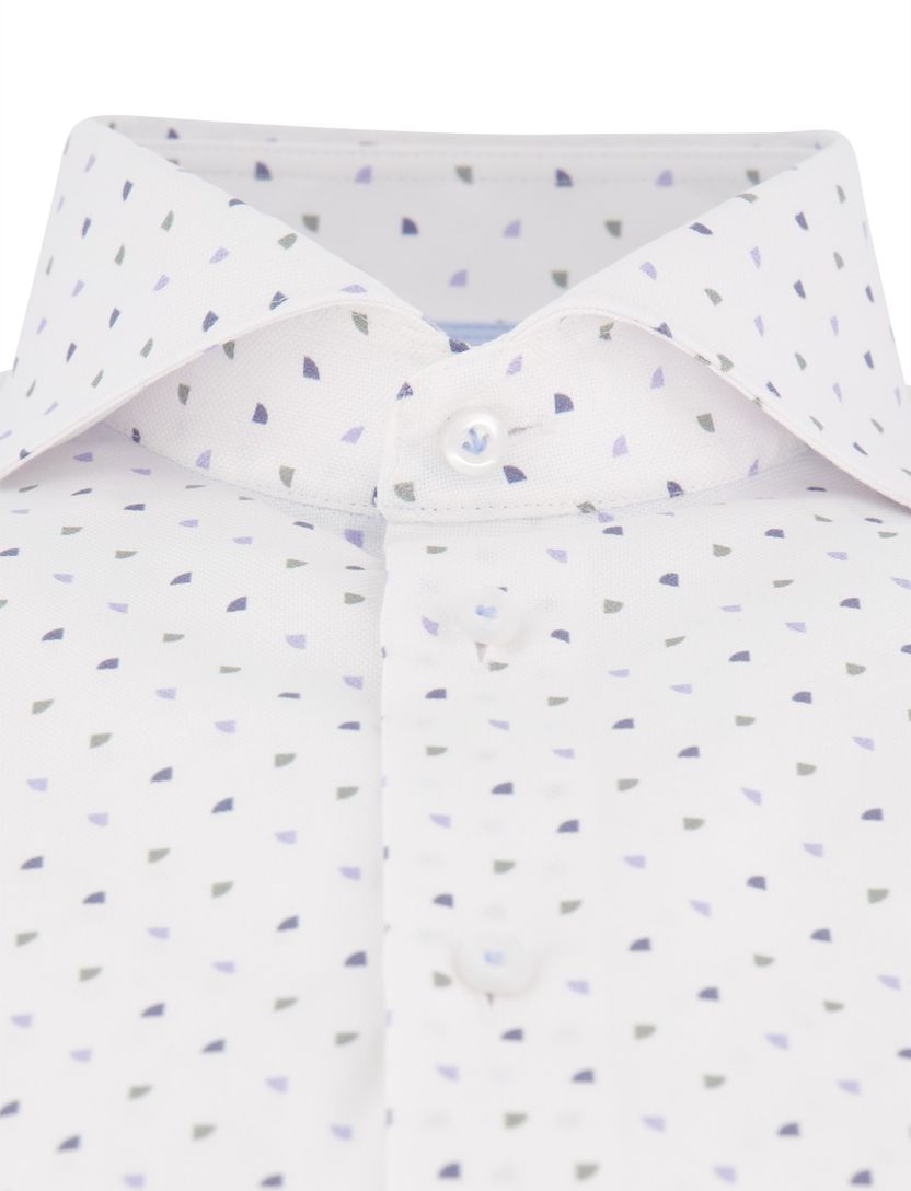 overhemd John Miller Tailored Fit wit blauw geprint