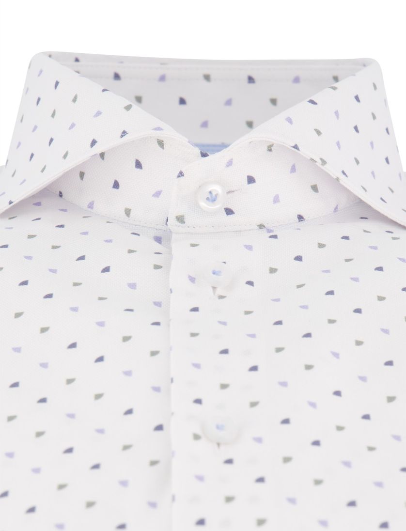 overhemd John Miller Tailored Fit wit blauw geprint