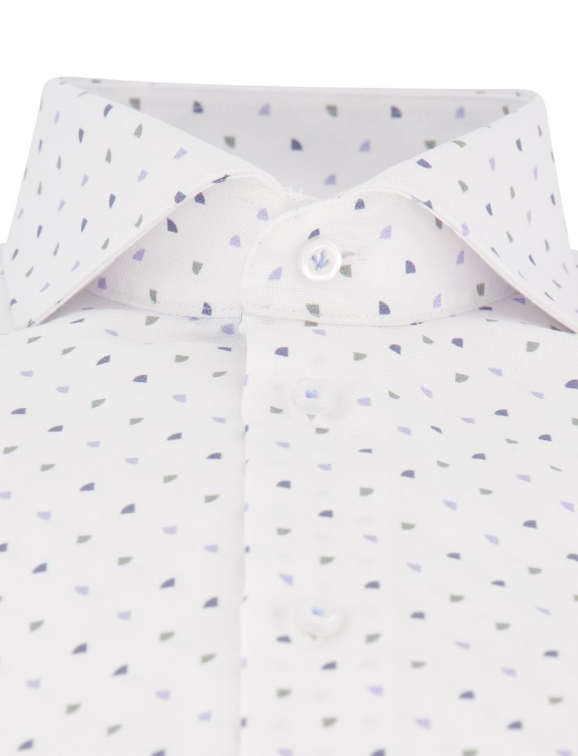 John Miller overhemd wit blauw geprint katoen